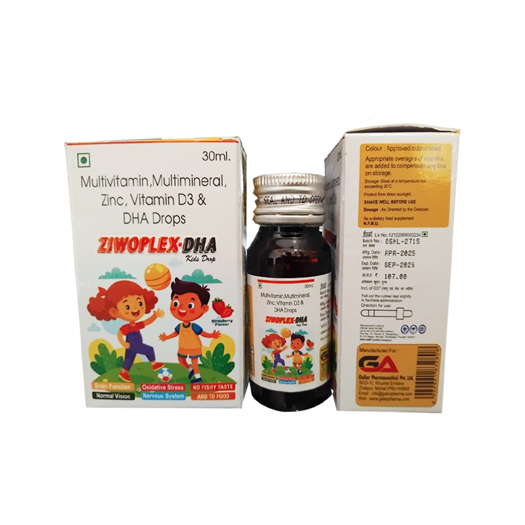 Ziwoplex Dha | Multivitamin + Multimineral + Zinc + Vitamin D3 + DHA Drops | Main Image