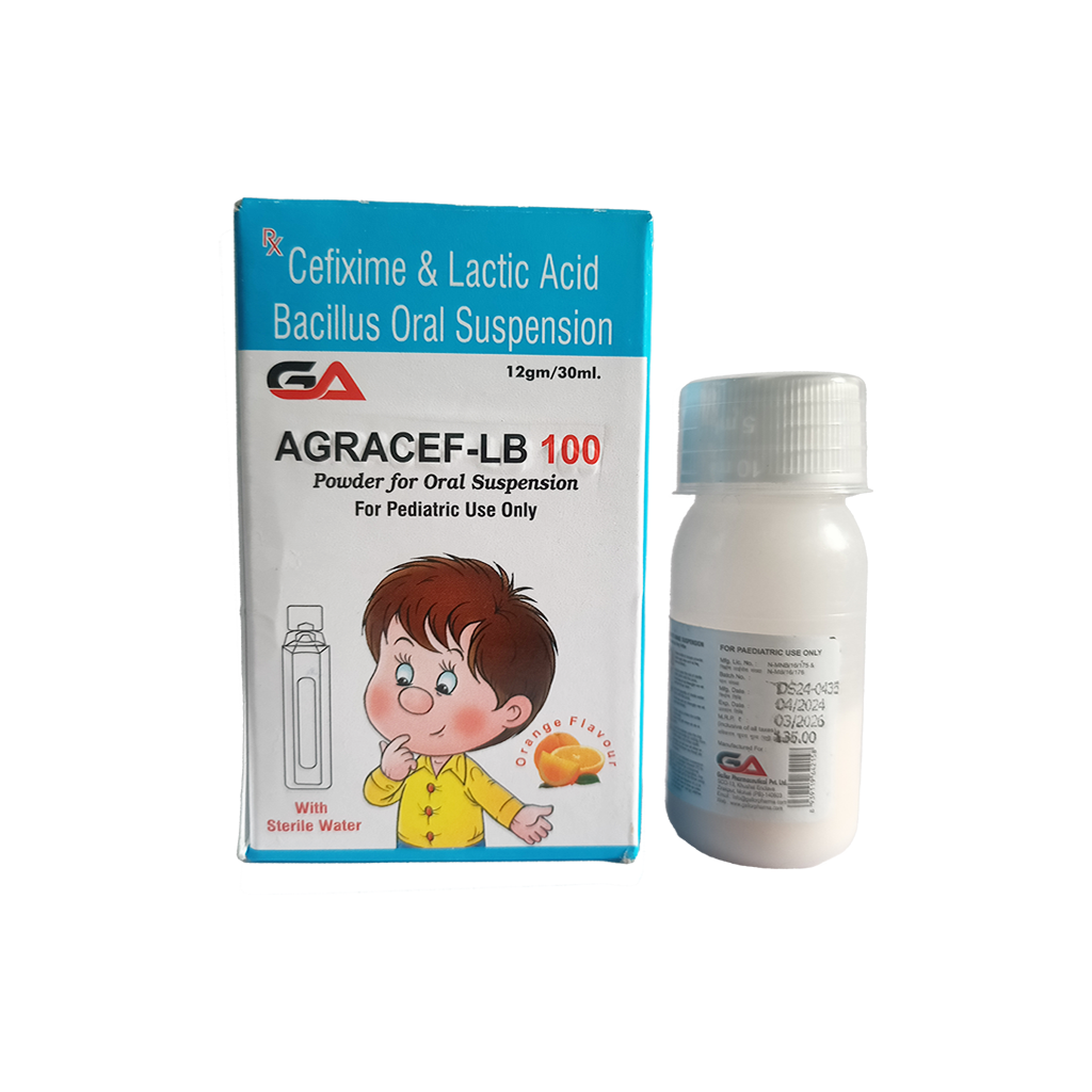 Agracef Lb 100 | Cefixime & Lactic Acid Bacillus Oral Suspension IP | Main Image