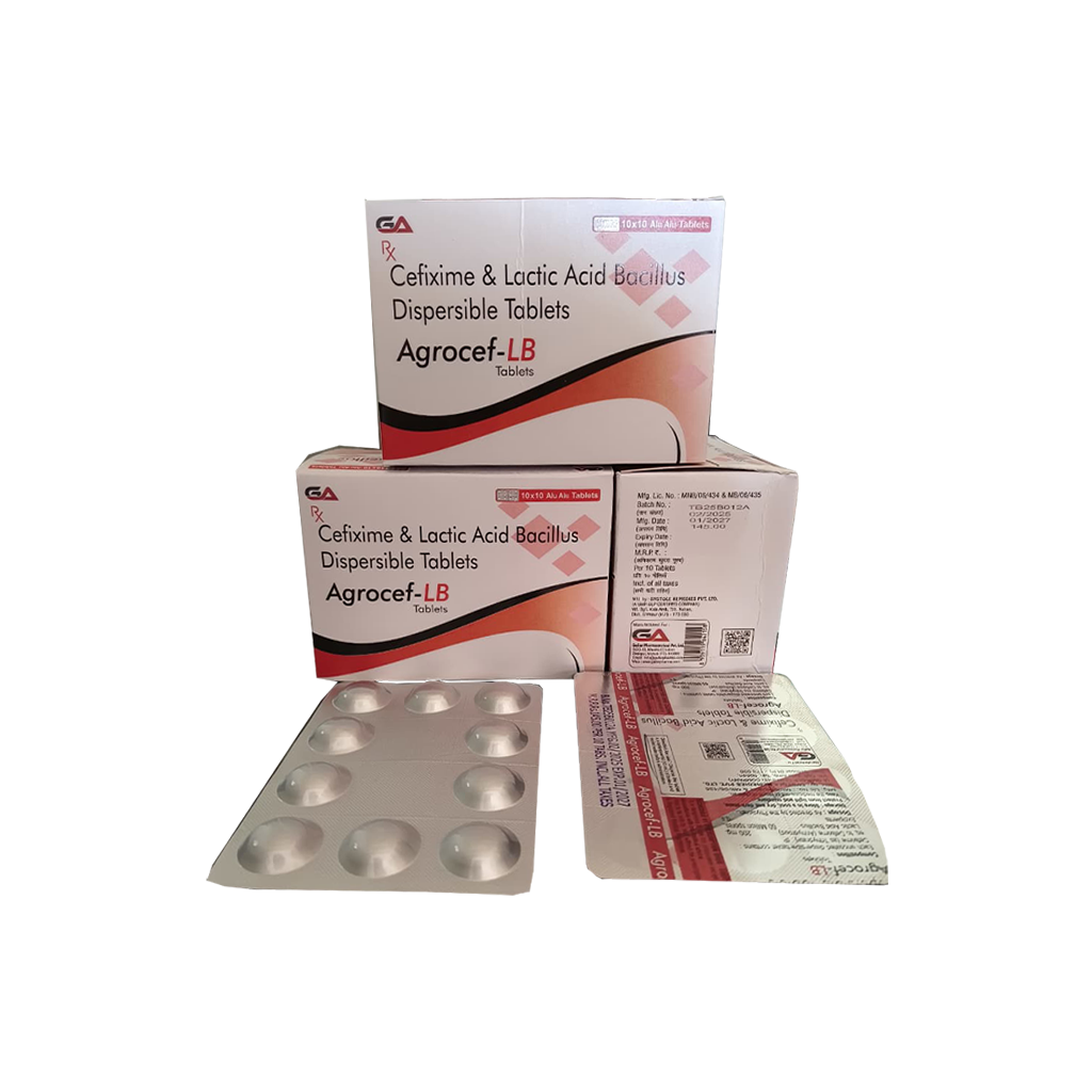 Agrocef Lb | Cefixime & Lactic Acid Bacillus Dispersible Tablets | Main Image