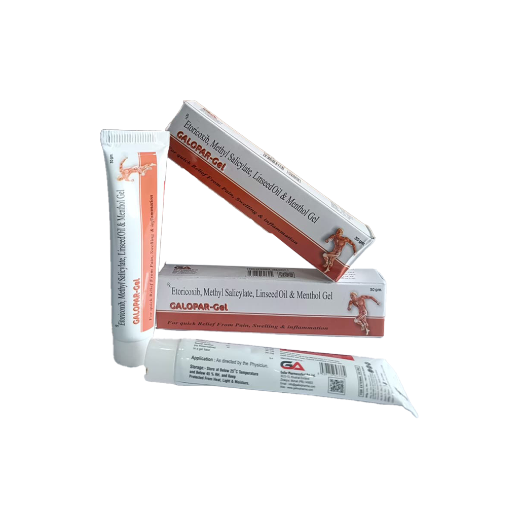 Galopar Gel | Etoricoxib + Methyl Salicylate + Linseed Oil + Menthol | Main Image