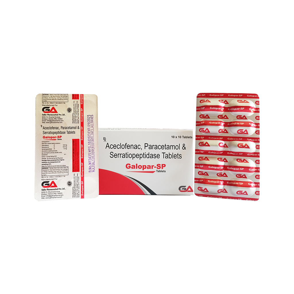 Galopar Sp | Aceclofenac, Paracetamol & Serratiopeptidase Tablets | Main Image