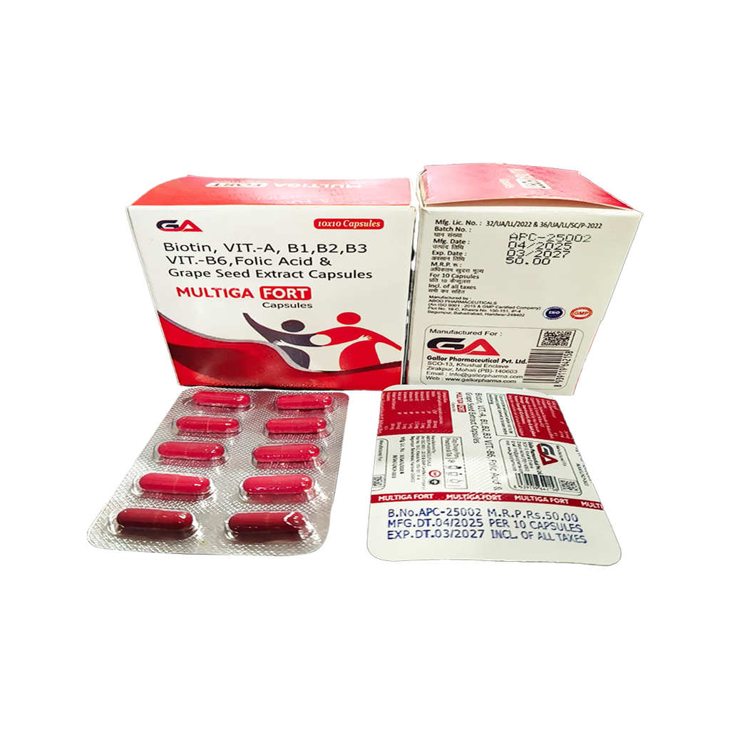 Multiga Fort | Biotin + Vitamin B1 + Vitamin B2 + Vitamin B3 + Vitamin B6 + Folic Acid + Grape Seed Extract | Main Image