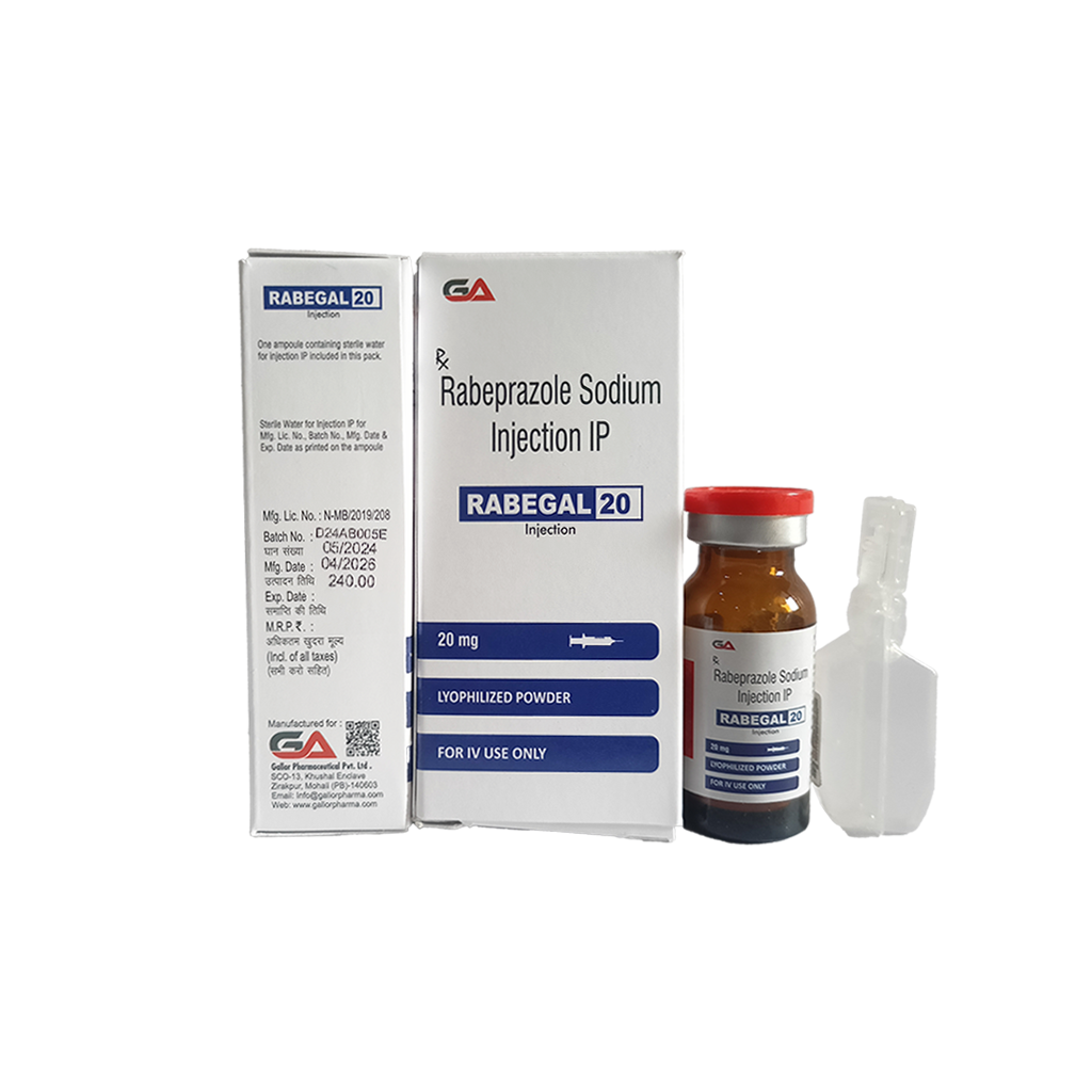 Rabegal 20 | Rabeprazole Sodium Injection IP (Lyophilized Powder) + Sterile Water for Injection IP | Main Image