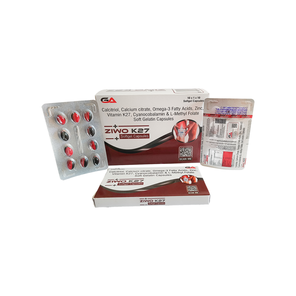 Ziwo K27 | Calcitriol + Calcium Citrate + Omega-3 Fatty Acids + Zinc + Vitamin K27 + Cyanocobalamin + L-Methyl Folate | Main Image