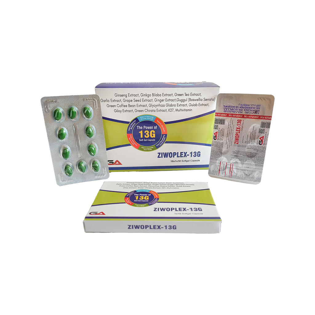 Ziwoplex 13g | Ginseng Extract, Ginkgo Biloba Extract, Green Tea Extract, Garlic Extract, Grape Seed Extract, Ginger Extract, Guggul (Boswellia), Green Coffee Bean Extract, Glycyrrhiza Glabra Extract, Guaib Extract, Green Chlora Extract, Multivitamin & K27 | Main Image