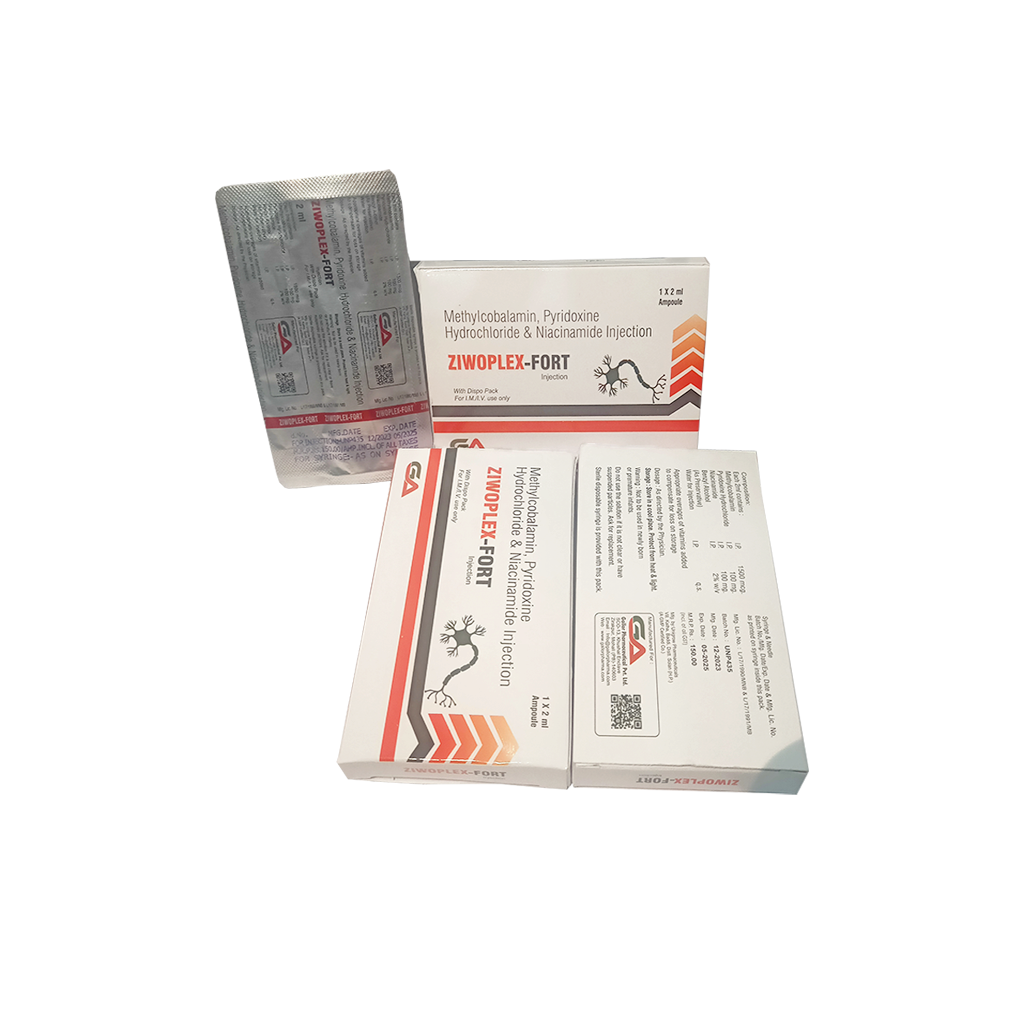 Ziwoplex Fort | Methylcobalamin, Pyridoxine Hydrochloride & Niacinamide Injection | Main Image